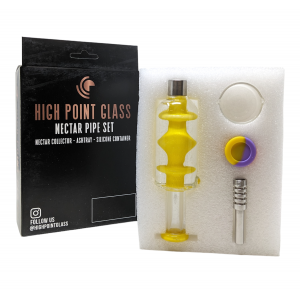High Point Glass Nector Collector Set Glycerin Filled W/ Glitter Perc - [HPG112]